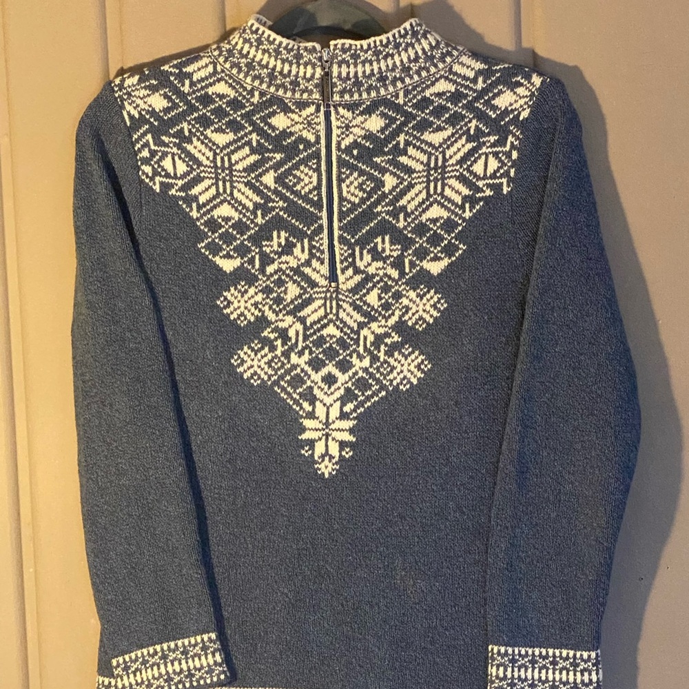 Parkhurst Blue and White Turtleneck Sweater with Nordic Design